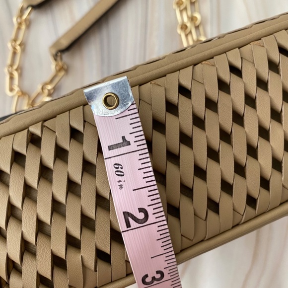 NEW! Michael Kors Tribeca Small Hand-Woven Leather Shoulder Bag Camel $398 - Picture 12 of 15